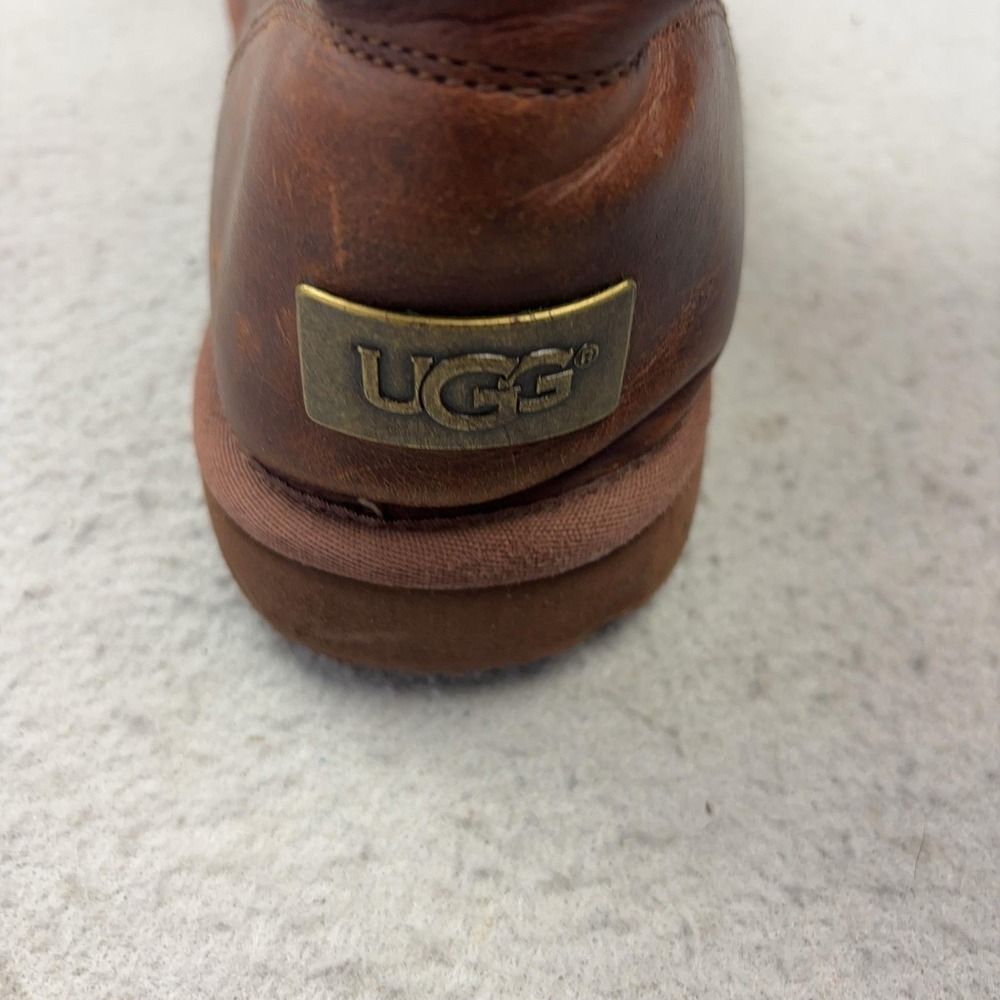 UGG Tularosa Boots Womens Sz 8 Brown Leather Shearling Lined Lace Up Winter 3328 - Picture 10 of 10